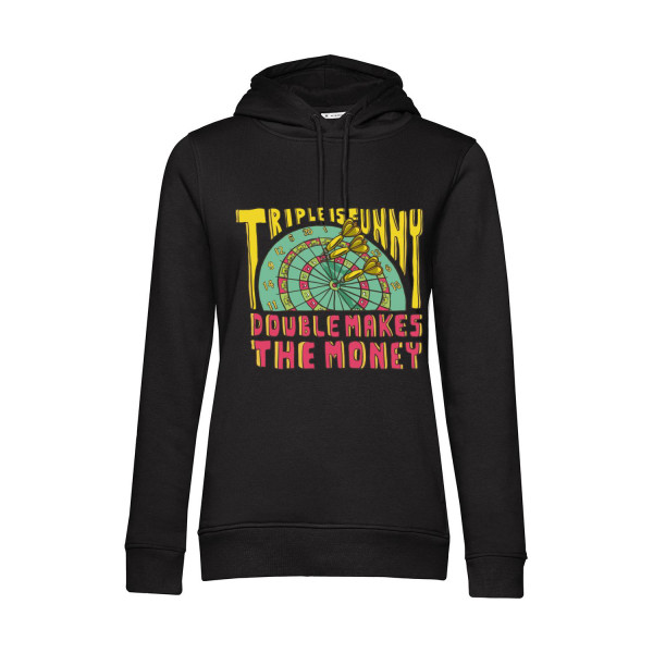 Nachhaltiger Hoodie Damen Darts Triple is funny Double makes the money