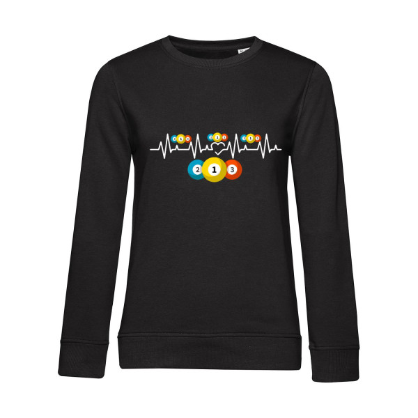 Nachhaltiges Sweatshirt Damen Billard Heartbeat farbige Kugeln