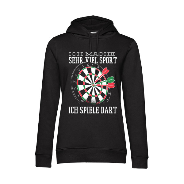 Nachhaltiger Hoodie Damen Darts Ich mache sehr viel Sport