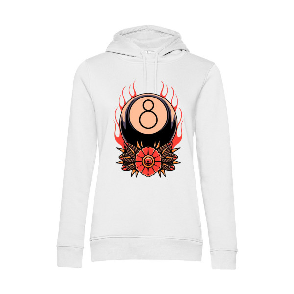 Nachhaltiger Hoodie Damen Billard Eight on fire