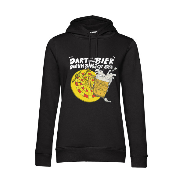 Nachhaltiger Hoodie Damen Darts und Bier Darum bin ich hier