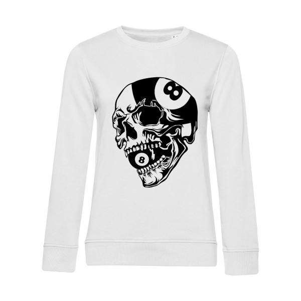 Nachhaltiges Sweatshirt Damen Billard 8 Ball Totenkopf