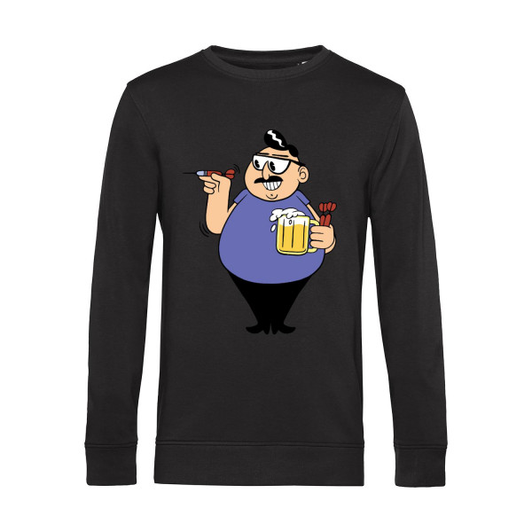 Nachhaltiges Sweatshirt Herren Darts Spieler mit Bier