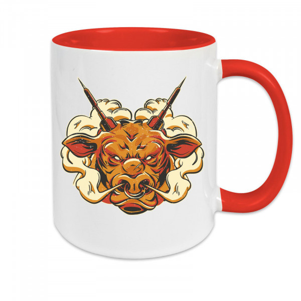 Tasse zweifarbig Darts Angry Bull