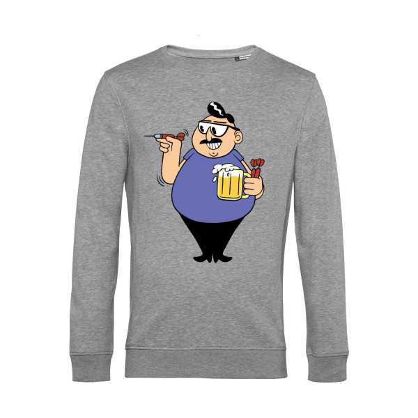 Nachhaltiges Sweatshirt Herren Darts Spieler mit Bier