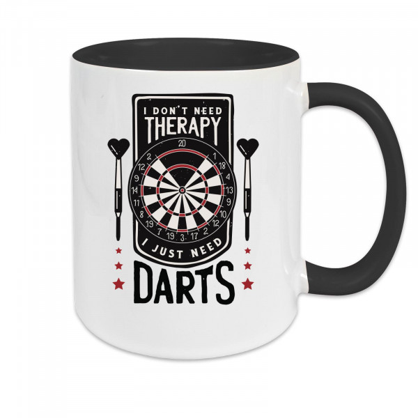 Tasse zweifarbig Darts I don't need Therapy