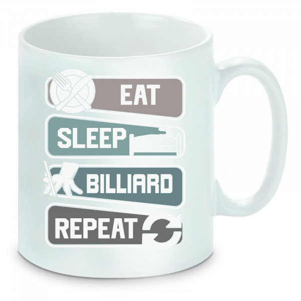 Tasse einfarbig Eat Sleep Billiard Repeat