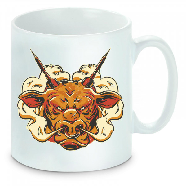 Tasse einfarbig Darts Angry Bull