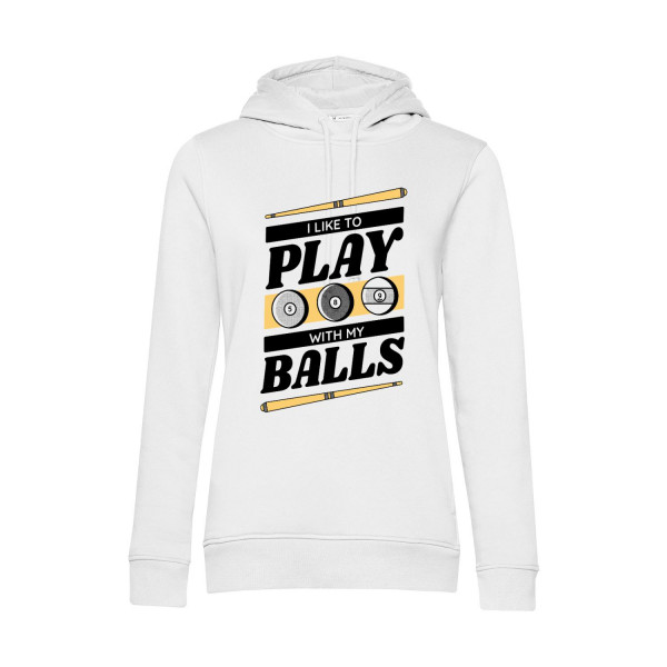 Nachhaltiger Hoodie Damen Billard - I like to play with my balls