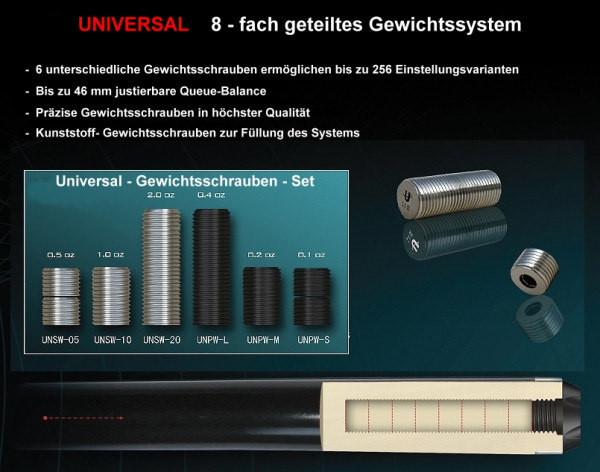 Queue UNIVERSAL GEWICHT - SCHRAUBEN-SET