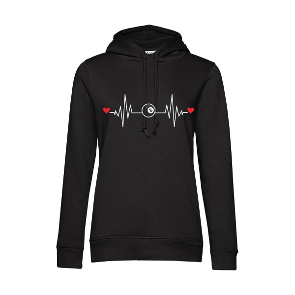 Nachhaltiger Hoodie Damen Billard - Herzstromkurve