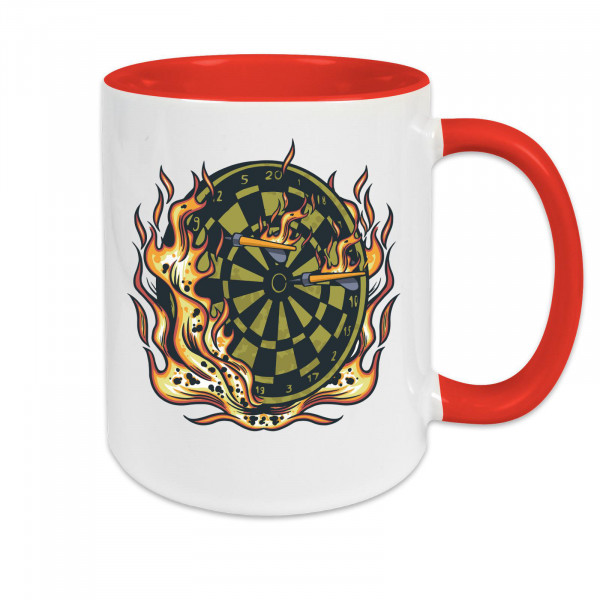 Tasse zweifarbig Darts Board on Fire