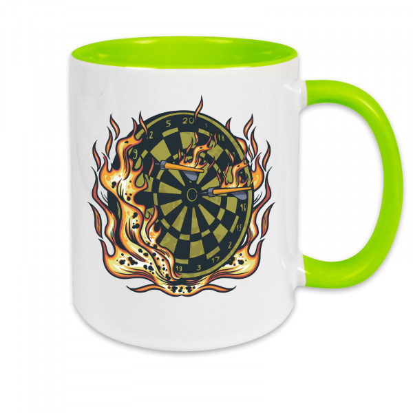 Tasse zweifarbig Darts Board on Fire