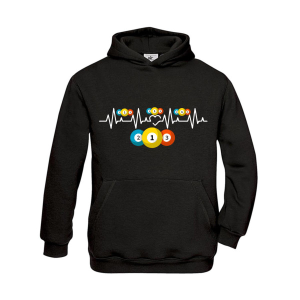 Hoodie Kinder Billard Heartbeat farbige Kugeln