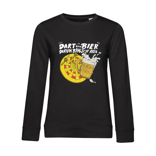 Nachhaltiges Sweatshirt Damen Darts und Bier Darum bin ich hier