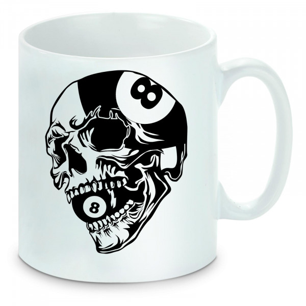 Tasse einfarbig Billard 8 Ball Totenkopf